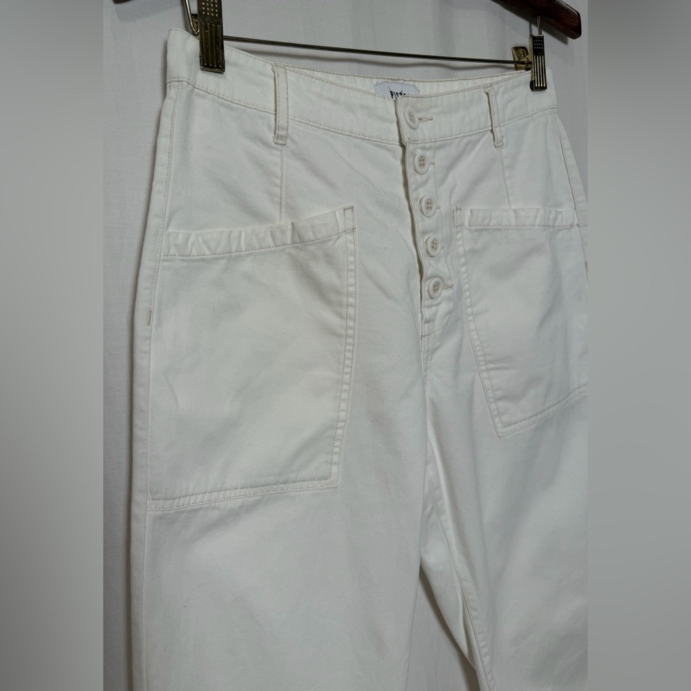 PISTOLA Tammy High Rise Cotton Trouser pants  Button Fly-Alabaster White -Sz 27 - Picture 7 of 15